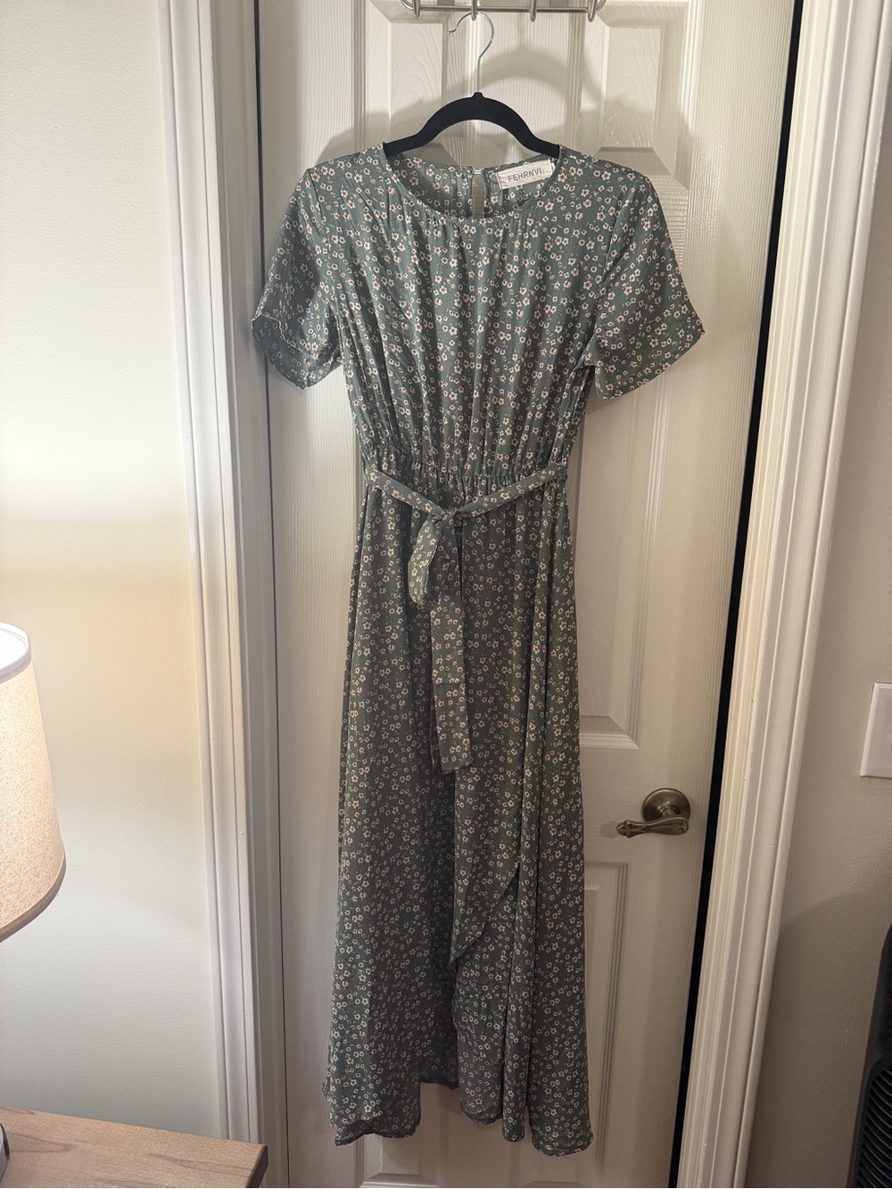 Green Floral Tie-Belt Maxi Dress by Universal Thread